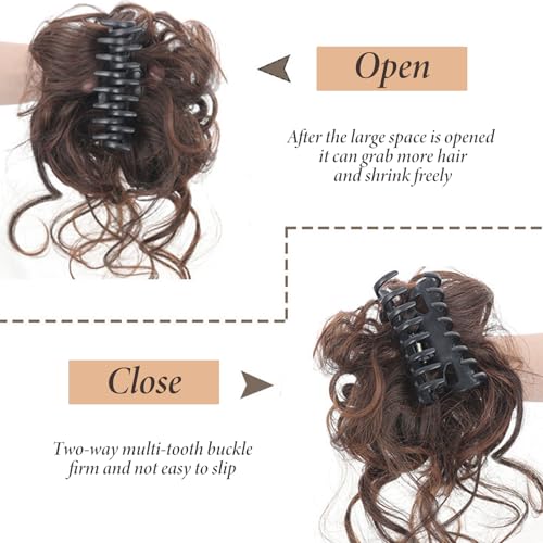 1 Stuk Elastische haren Elastisch Donkerbruin haarstuk Clip Volume krullend synthetisch Mesy Bun Clip Curly Mesy Bun kapsel voor vrouwen meisjes 5