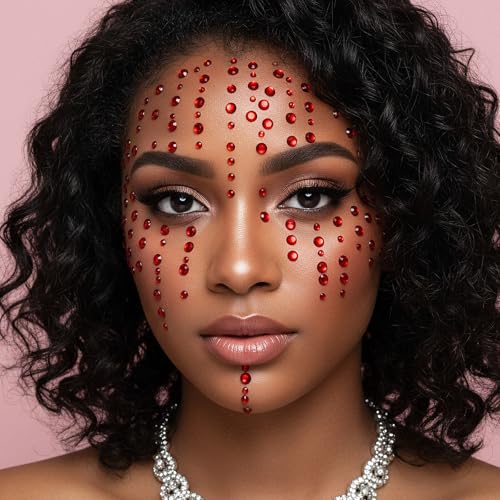 Rode en zwarte zichtsstenen, zelfklevende straset, Haarstenen met pincet, 3/4/5/6 mm, zichtssieraden voor Halloween, make-up, festivals en doe-het-zelf knutselwerk 4