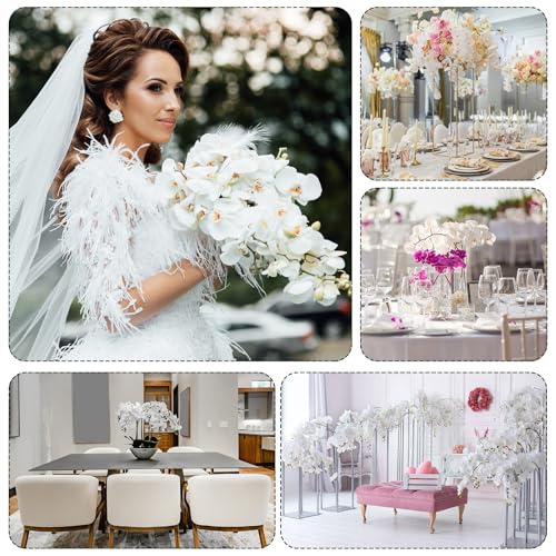 Kunst Orchidee Stengels 104cm, 6Scs 9 Heads Faux Phalaenopsis Bloemen Real Touch Fake Orchidee Bloemen Tak voor Vaas Home Bruiloft Decoratie, Teal 5