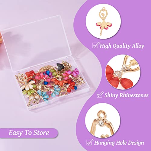 20Stuks Legering Ballerina Charms Facet Resin Crystal Rhinestone Dansende meisjes Hangers voor DIY Ketting Hang Ornament sieraden maken, Rhinestone Plastic Resin 5