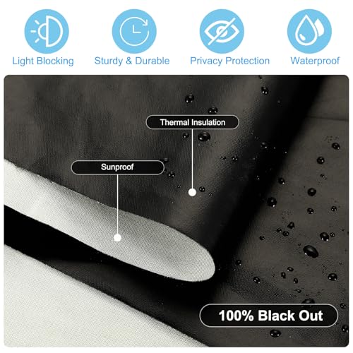 Draagbare Blackout Gordijnen, 1 Set 170x137cm Polyester Thermische Venster Gordijnen 100% Shading Rate voor zolder woonkamer Slaapkamer, Beige 4