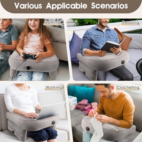Opblaasbare Lap Pad, PVC Reading Pad voor Gaming, Portable Armrest Kussen Lap Reading Pad met 3 Opblaasbare Gaten voor Games, TV kijken 31.5 X 23.62 X 14.57 Inch 4