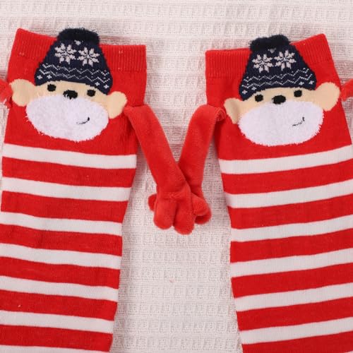2 paar Kersthandsokken, Magnetisch Handsokken Santa schattig grappige sokken paar hand in hand sokken voor paar dames mannen, mehrfarbig 4