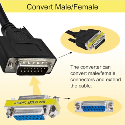 DB15 15 pin plug om adapter hanger serie koppeling D-Sub 15 pin geslacht wisselaar converter connector voor PC gamepad machines digitale tools monitoren audio 3