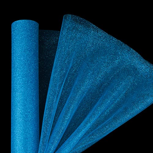 9m x 30cm Tulle Roll Blue Glitter Ribbon Tafel Runner Decoratie Partij Geboorte, Doop, Verjaardag, Carnaval, Gasten Cadeaus Confect Tutu DIY