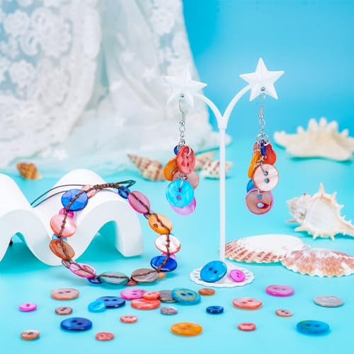 70 stuks Zoetwater Shell Knoppen 14 stijlen platte ronde Shell Knoppen 2 Hole Naaiknoppen voor doe-het-zelf Naaien Ambachten Kleding Jassen Pakjes Scrapbook Decoratie 4