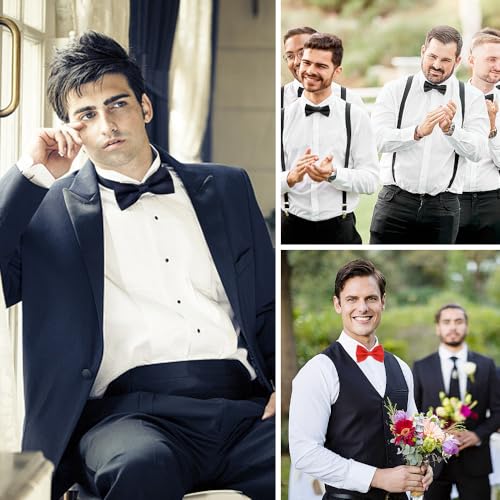 6 stuks Heren Bow Ties Neck Tie Satin Tuxedo Formal Classic Pre-Tied Bow Tie Solid Color Verstelbare Clip op Pre-tied voor partijen bruiloft feest banket 5