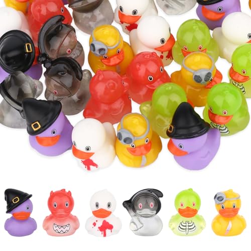 30st Halloween Mini Hars Eenden, 6 Styles Miniatuurfiguren Grim Reaper Demon Zombie Ghost Imp Witch Halloween Thema Kleine eenden voor Tuin Landschap Poppenhuis Decoraties Party Favors