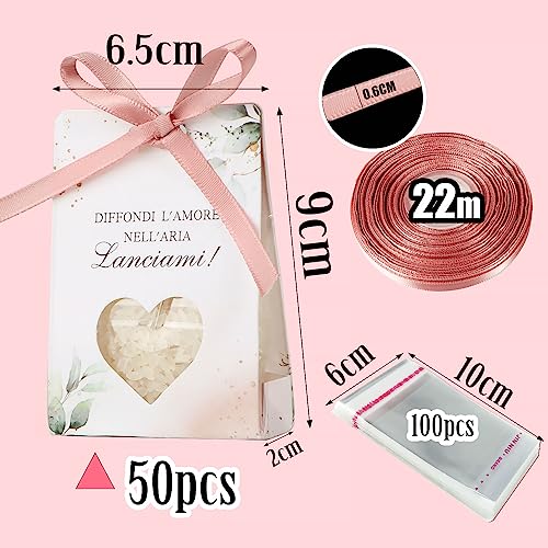 DIFFONDI L'AMORE NELL'ARIA Lanciami! Cadeautassen voor rijst, Confetti, Italiaans, 50 stuks (Roze)