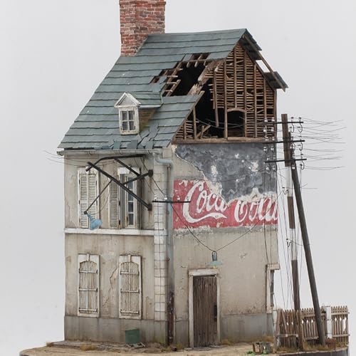 Hellery Demontage 1/35 Bouwmodellen, Europese Style Ruin Huis Miniatuur Scenic 3D Puzzel voor Model Spoorwegen en Diorama's, Perfect voor Hobbyisten 5