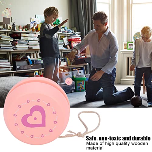 Jojo Beginner Kinderset voor Duitsland Beginners 3 peuters Jaar Kikker Hout van 4 leuke cartoon patroon Houten Jojo Ball Yo Yos voor kind kind (roze hart) 3