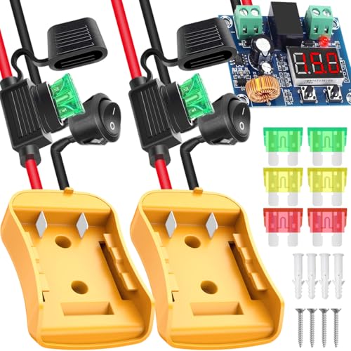 Verpakking van 2 Dewalt Batterij 20 V 18 V Power Inverter voor DIY RC Truck Car Light met 12 AWG Bedrading Hang, Switch en Fuse