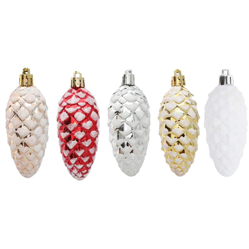 Glitter kerstboom hangers, dennenboom, dennenappels, champagne, kerstboom decoratie, kerstboom decoraties voor kerstboom decoratie, Champagne A, Pack van 10 5