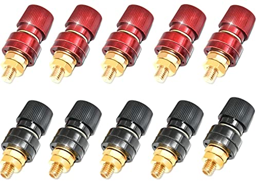 10Stuks Bindende Post Socket 1/4" Batterij Bindende Post M6.6mm 100A Messingbinding Poolbanaan Plug Socket Panel Mounting Power Terminal Block