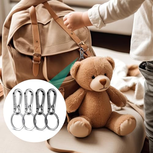 4 st. Karabiner haken kleine karabijnen Clip Mini Sleutelkarabiner Ketting karabijnhaak voor Charm, Autosleutelring, Mannen en Vrouwen Keychain (Zwart, Zilver) 4