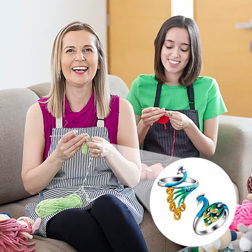 8st gehaakte ring, verstelbare breiringen, Open garen gids haak ringen Markers haken accessoires Peacock weave Hook gevlochten Open duim haak ring voor vinger (Multicolor) 5