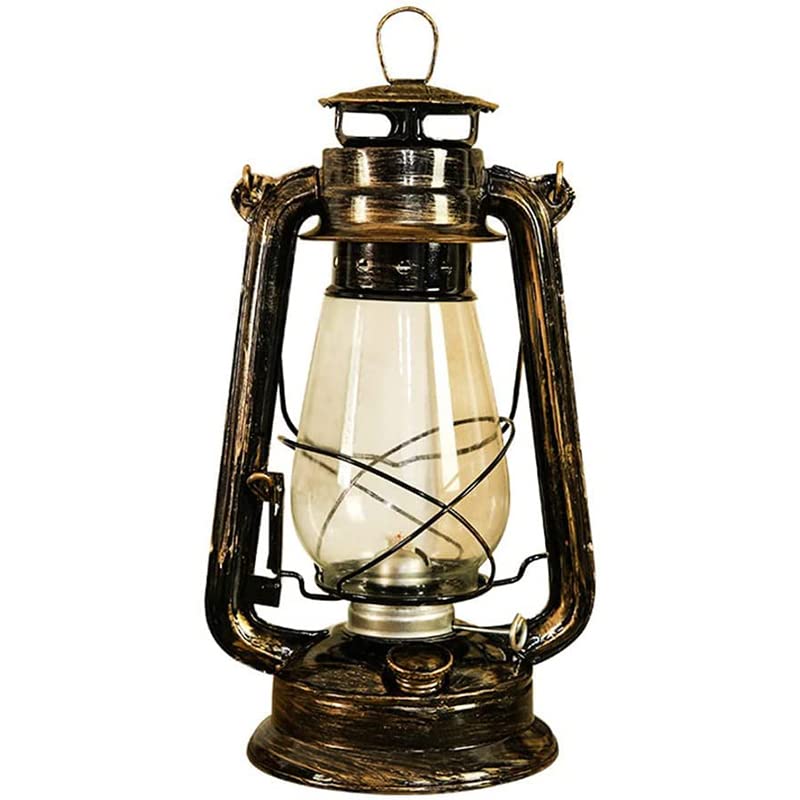 30cm Vintage Storm Lantaarn Lichten Olielamp Burning Lantaarn Retro Kerosene Lampen Klassieke Olielamp Tafel Lantaarns voor thuis, Tuin, Camping Citronella - Brons