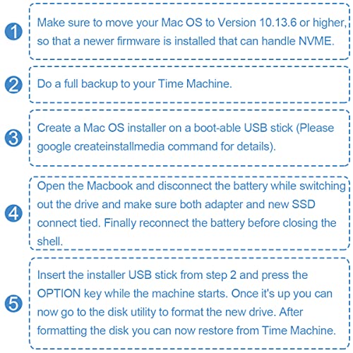 M.2 nVME SSD Adapter voor MacBook 2013-2017, upgrade voor MacBook Pro 2013 Laat - 2015, M.2 PCI-e SSD Vervanging voor MacBook Air 2013-2017, 2 Pack 5