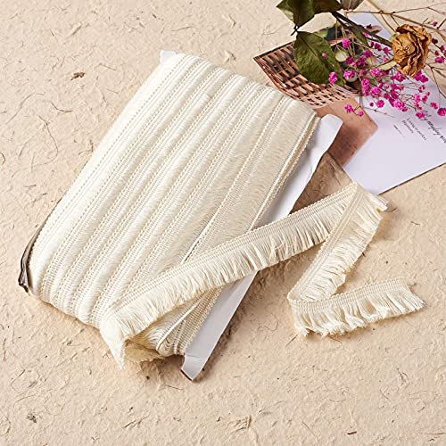 25m Fringe Tassels Trim, 1 inch Fiber Lace Trim Fringe geborduurd Ribbon Linnen voor kleding bruiloft gordijnen jurk Lampenschade Home Decoraties 3