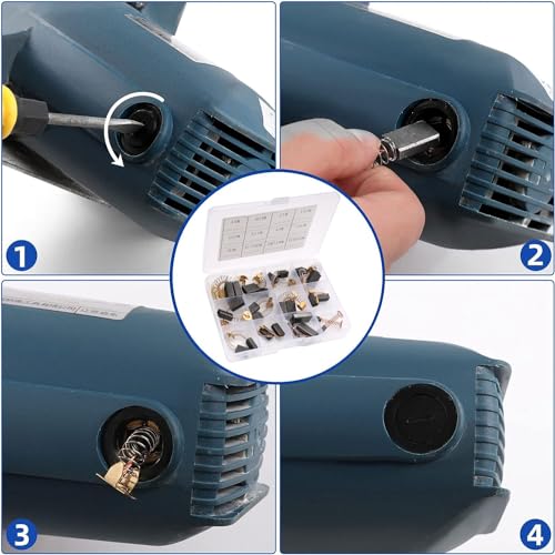 24st 12 maten elektrisch gereedschap koolstof borstels vervanging voor verschillende soorten koolstof borstel motoren zoals mitre cutters, haakse slijpers 4