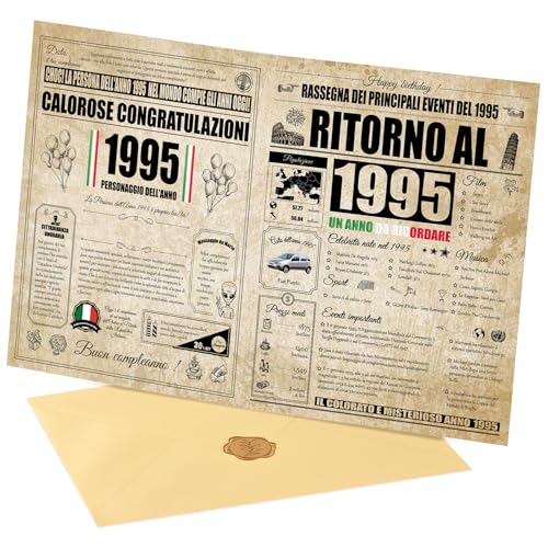 Biglietto Auguri Compleanno 30 Anni - Personalizzata Idea Regalo Compleanno Originelen voor Uomo e Donne, Biglietti di Auguri Vintage met Busta voor Mamma, Papà, Amico, Famiglia, Nonno (1995)