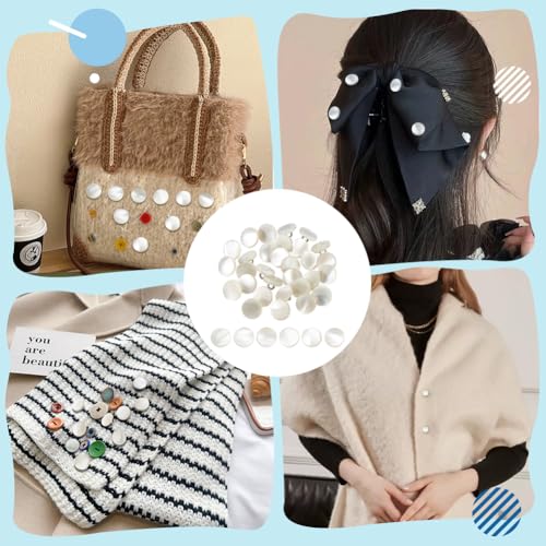 30 st. Shell Shaft knopen, 11mm Witte Shank knoop, Moeder van Pearl knoppen met Shaft, Natuurlijke Parel, MOP knoppen, Shirt Shell knoppen voor kostuums, Naaien, DIY ambachten, Haak 5