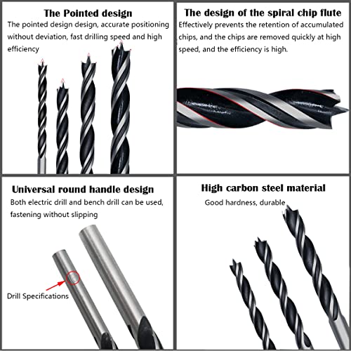 Houten deuvels en boorbits met 55 stuks houten deuvels, 6 stuks middenpunten, 3 boorbits en 3 stuks dieptestop voor ambachten, ambachten, houtbewerking 4
