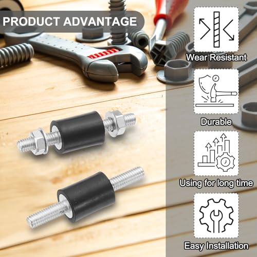 20x15mm Rubber Studs Shock Absorber, 6st M6 Rubber Isolator Mounts Cilindrische Anti-Vibratie Isolator Mounts met Noten voor Garage Motor Air Compressors Motoren (VV Type) 3