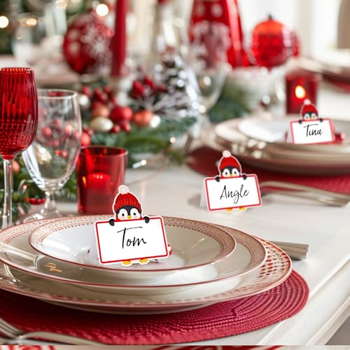 50 Stks Kerstplaats Kaart Pinguïn Tafel Zitkaarten Papier Naam Kaarten Voor Kerst Tafel Instelling Verjaardag Xmas Bruiloft Diner Party Supply 5