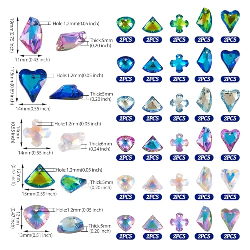 Gegalvaniseerd glas Charm Hangers, Facet Crystal Glas Dangle Charms kralen voor DIY ketting armband oorbellen sieraden maken sleutelhanger ambachten 3