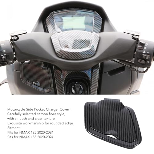 Motorfiets met zijzaklader Side Storage Pocket Cover Carbon Fiber Style Charger Cap Side Pocket Guard Cover voor NMAX 125 155 2020 tot 2024 4