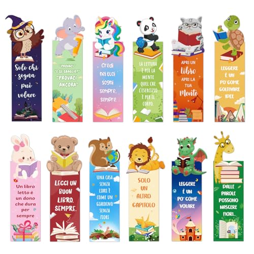 24 stuks Bladwijzers Italiaanse dieren Papiermarkering Boekmerken Lezen Ring Gift voor leraren Studenten School Boek Geliefden