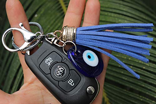 Turkse blauwe oog sleutelhanger Lucky Key, Turkse glazen amulet hanger Ring voor meisjes vrouwen sleutelhanger Decor Kerstcadeau 3