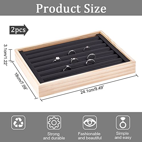 PU lederen ringen Display Tablet, 7 Slots Ring oorbellen opslaghouder armbanden ketting sieraden Display Organisator sieraden Trays voor retail display, zwart, 24.1 x 18 x 3cm 3