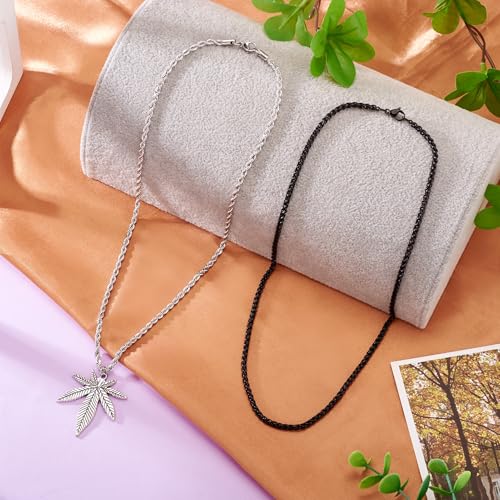 4Pcs Twisted ketting ketting 2/3/4/5mm dikke roestvrij stalen curb ketting ketting zwart en roestvrij Staal Kleuren Tarwe Choker Kettingen voor Mannen Vrouwen