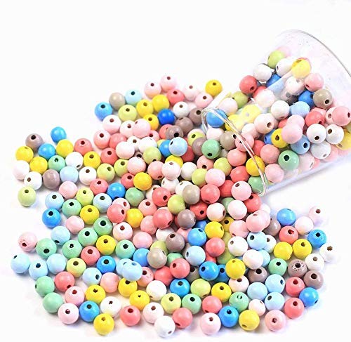 400 st. Kleurrijke houten kralen met 1,2cm hole houten kralen Ambachtelijke kralen voor doe-het-zelf sieraden maken (1.2cm, kleurrijke kralen, 400st) 5