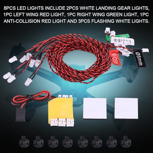 Rc Navigatielichten Rc Vliegtuig Navigatielichten Plastic 8 Led Verlichting System Kit Simulatie knipperlichten voor Rc Vliegtuig Helikopter