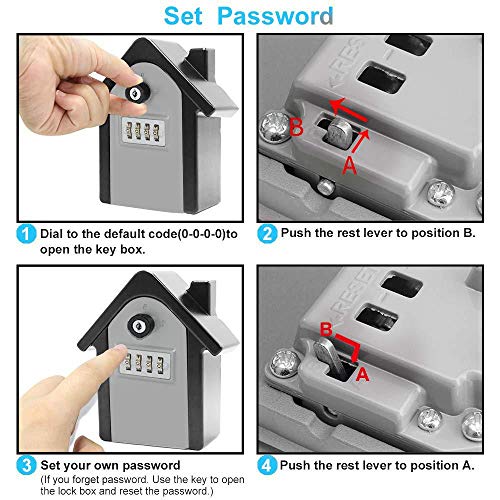 Veiligheidssleutel kluis, buiten muur gemonteerd kluis 4 digit combinatie sleutel opbergkast onderdelen en veilige sleutels voor huis, kantoor etc 5