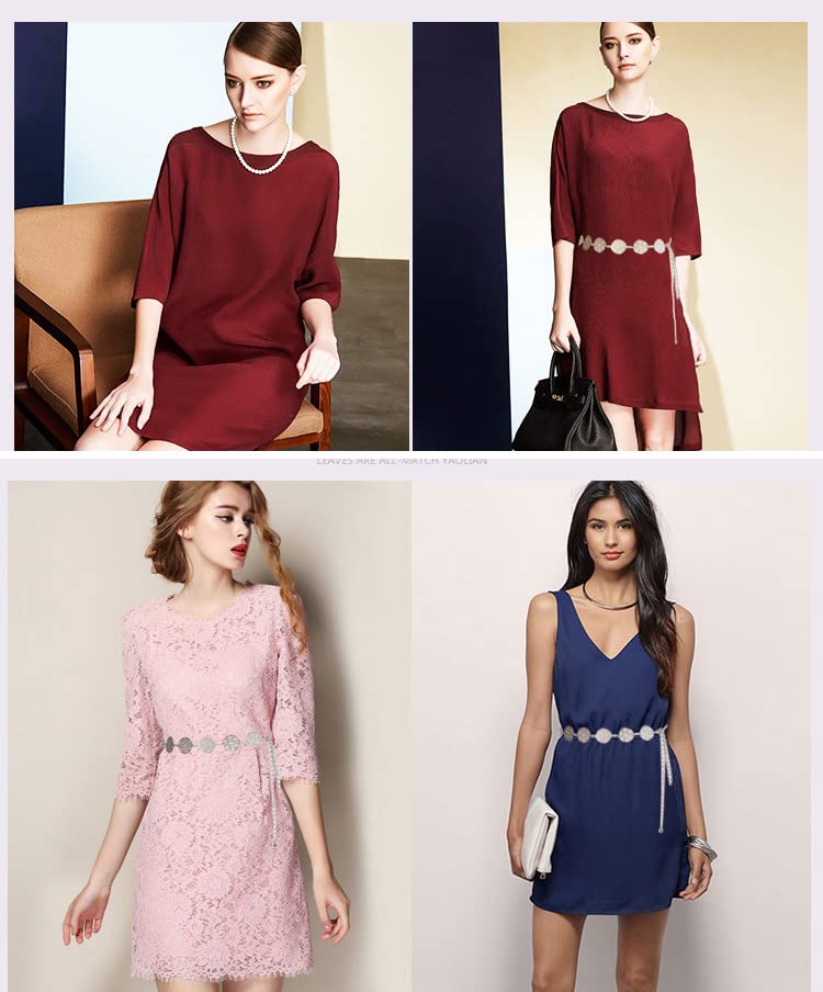 Zee 51 Inch Zilver Verstelbare riem lange taillegordel - Dress body Ketting van de mode ketting voor vrouwen - Vintage Opengewerkte metalen ring, Zilver 5