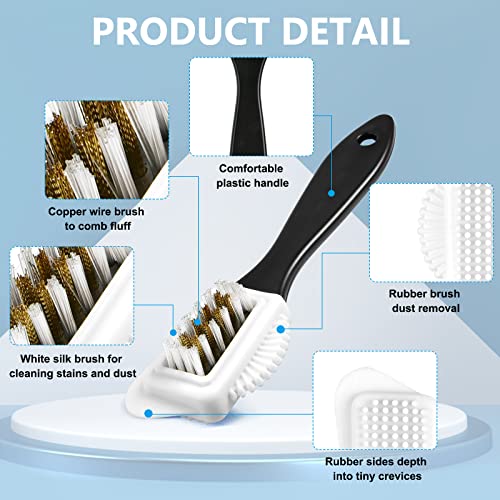 Suede & Nubuck Penselen, 4-sided schoenreiniger met messing Bristles voor grondig reinigen, schoonmaken gereedschap met gum en schoonmaakdoek, Pack van 4 3