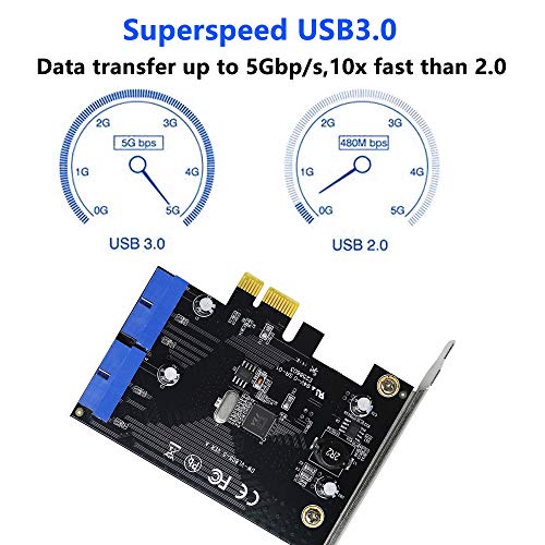 PCI Express to Dual 19 Pin USB 3.0 Card PCI-e to Internal 20 Pin Male Port Adapter voor PC (19 Pin) 3