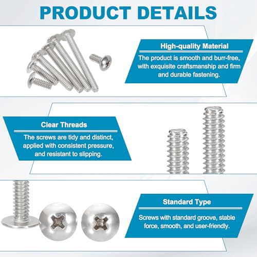 8#-32x1/4" Phillips Head Schroeven, 50st Hout Schroeven Unc Phillips Kruis Stainless Steel 304 cilinderkop Schroeven voor Wings Plafond Ventilator 3