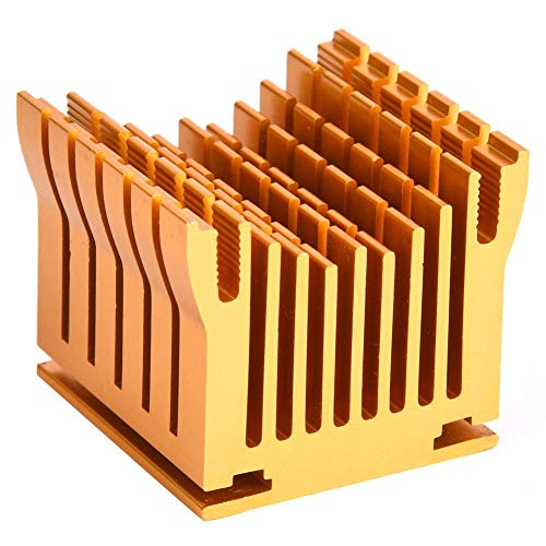 Aluminium Heat Sink Cooler 43 x 40 x 36 mm Koelmodule met verstelbare Siliconen Knoopset Heatsink, Aluminium Housing Cooler voor Circuit Board, Goud