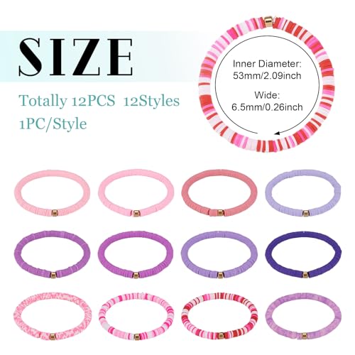 12 stuks Heishi kralen armbanden voor vrouwen Stretch Polymer Clay Preppy Bangle Blue Stapelbare sieraden Boho Zomer strand armband 5