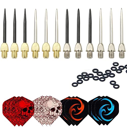 Dart tips 12 stuks dart en dart vluchten - 4 sets dart tips en 4 sets dart vluchten en dart gums (4 kleuren) 5