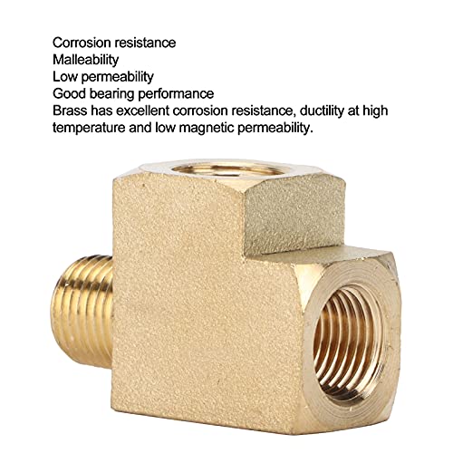 Messing Tee voor Pijp, 1/8 Inch NPT Male X 1/8 Inch NPT, 1000 PSI Threaded Tee voor Luchtwaterolie, Lage magnetische doorlaatbaarheid 5