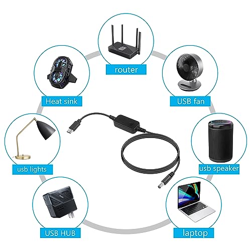 PD naar DC Adapter Kabel, 5V, 9V, 12V, 15V, 20V, verstelbare spanning, Typec Plug naar DC5521 Plug, Power Cord met 10 DC Conversion Heads, Geschikt voor Modem Router Notebooks 5