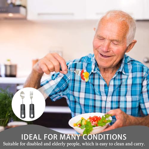 Parkinson's Cutlery Cutlery for Seniors, Parkinson's Tool for Artritis Parkinson's, Tool for Disabled People, with Thick Handle, Easy to Grip, Can Be Bent and Used 5