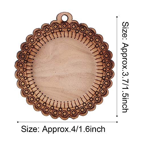Houten Cabochon Base, 5PCS koord witte houten hanger ketting Base Tray Keychain Ronde Cabochon instelling