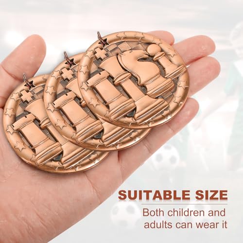 Schaaktoernooi Star Bronze Award Medailles met rode en witte en blauwe linten, 10 stuks Winnaar Medailles Gold Silver Bronze Awards voor de competitie Sport Party, Rood 5